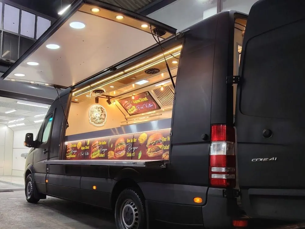Panel van food truck in the factory