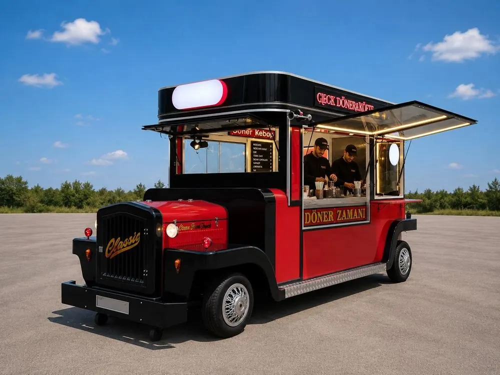 Red and black Döner Zamanı vintage food truck