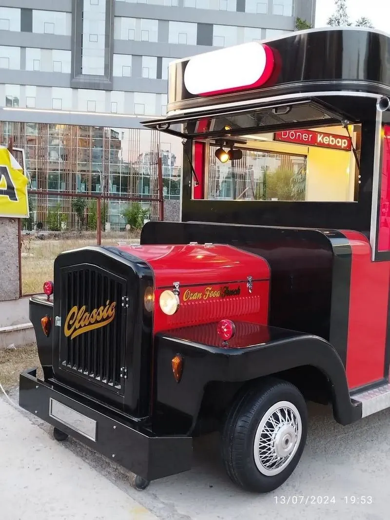 Classic grille and front of a vintage food truck