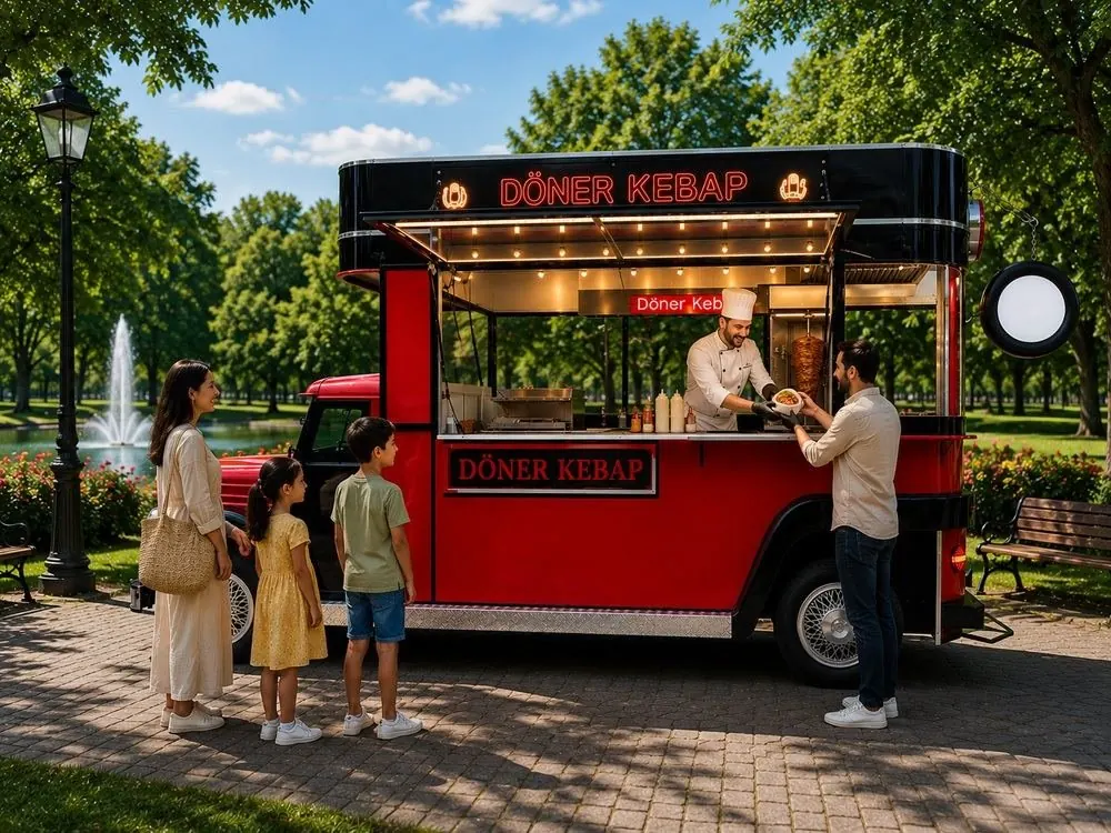 Family at the food truck