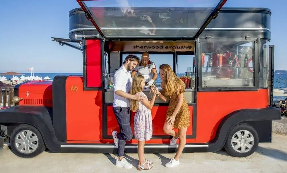 Vintage food truck, hotel bar