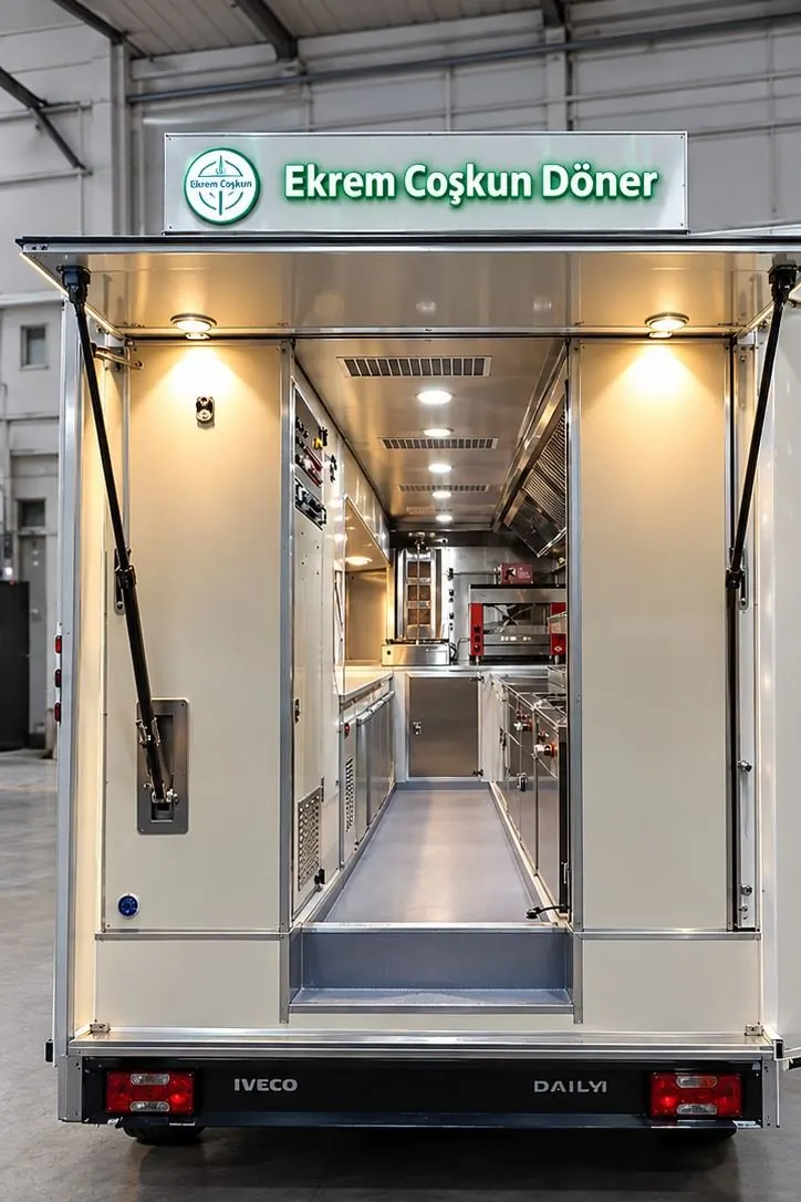 Ekrem Coşkun Döner aracının paslanmaz mutfağına açılan arka kapı
